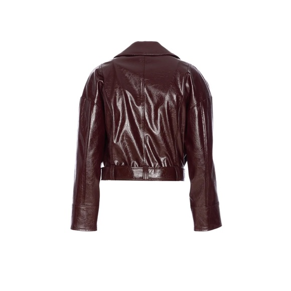 Women's Burgundy Leather Jacket - Picture 2 of 6